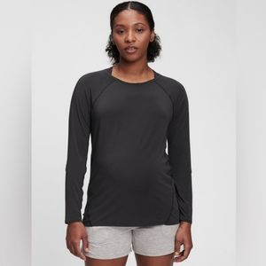 GapFit Maternity Breathe Long Sleeve Tee T-Shirt Size S Grey New